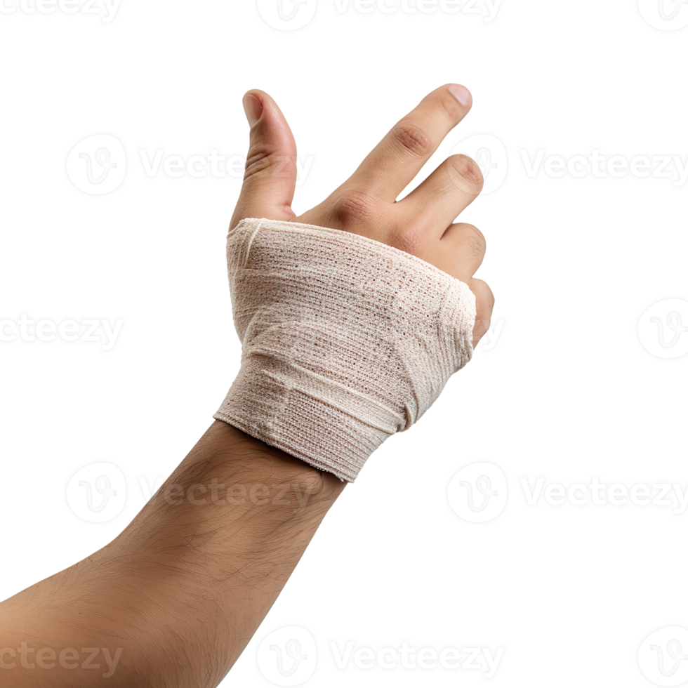 hand with a bandage isolated on transparent background png