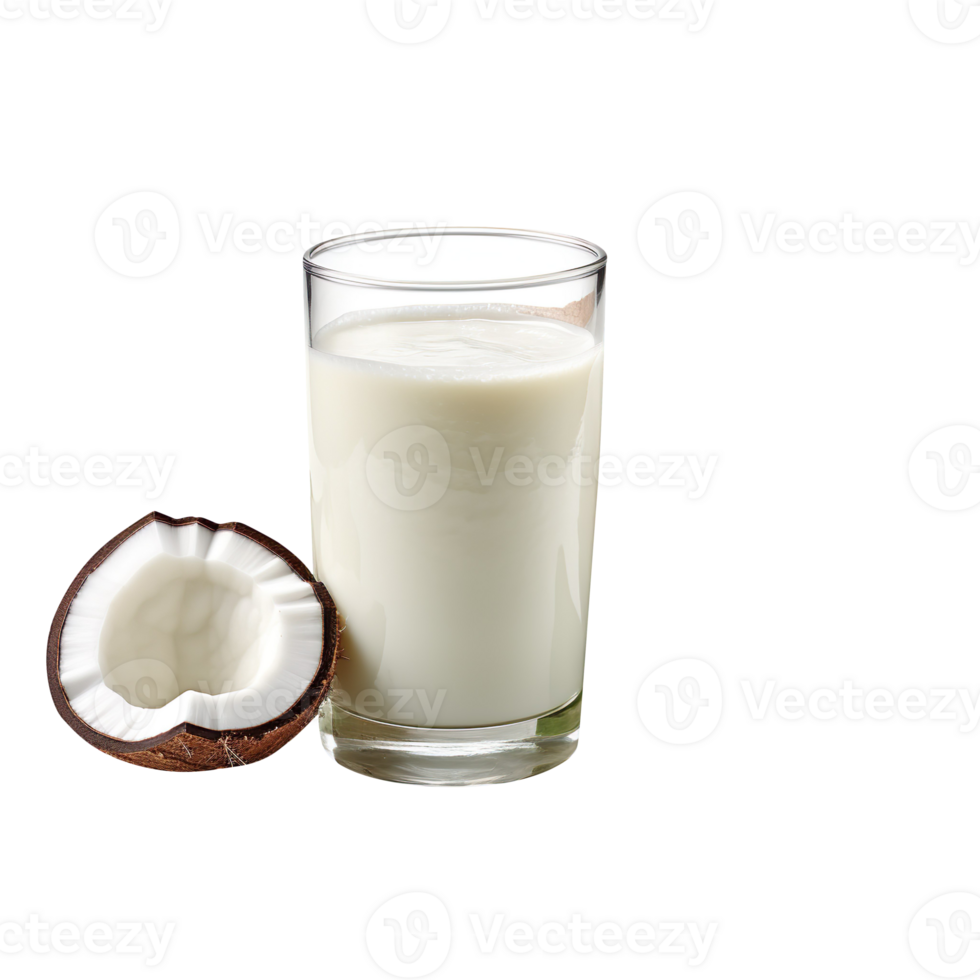 glass of coconut milk isolated on transparent background png