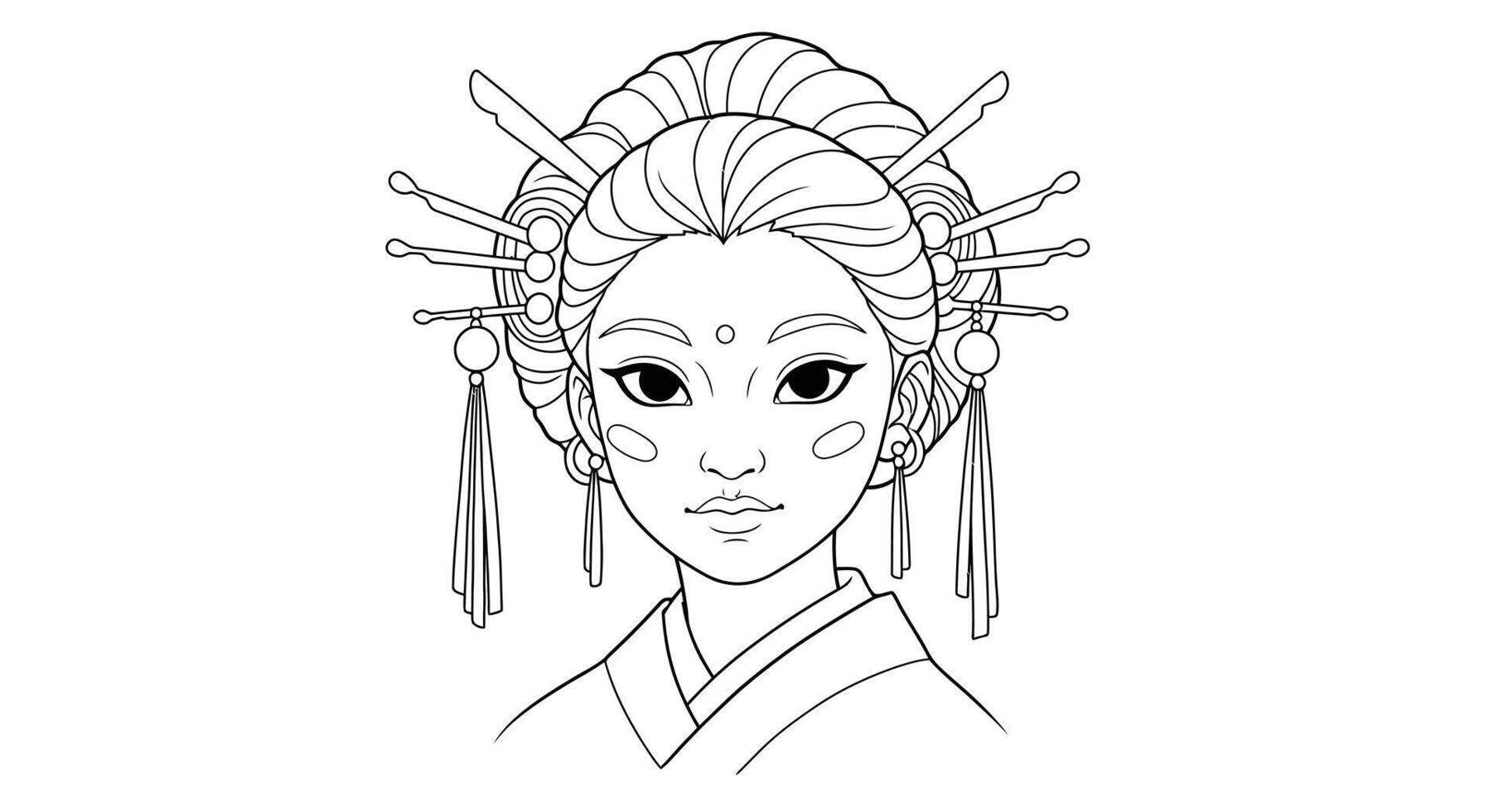 Tamayo With a Gentle and Kind Expression Highlighting Her Elegant Hair Ornaments. vector