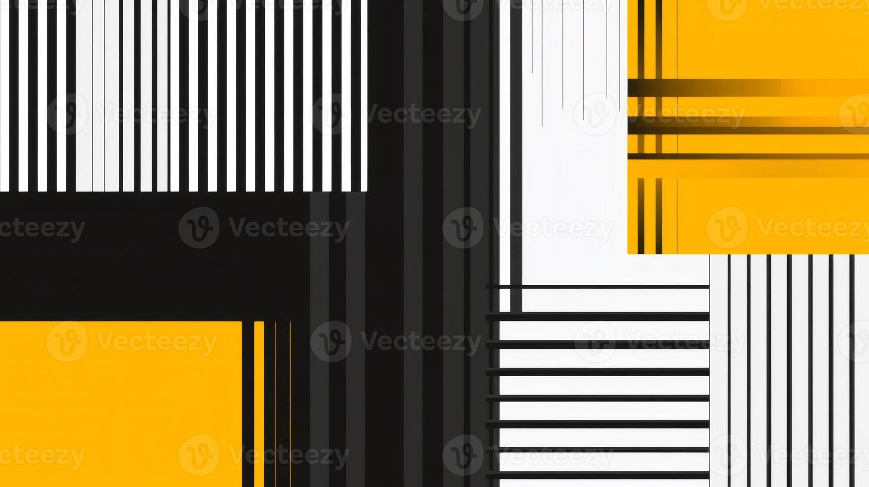 Abstract geometric background with yellow, black and white stripes creating modern and dynamic composition photo