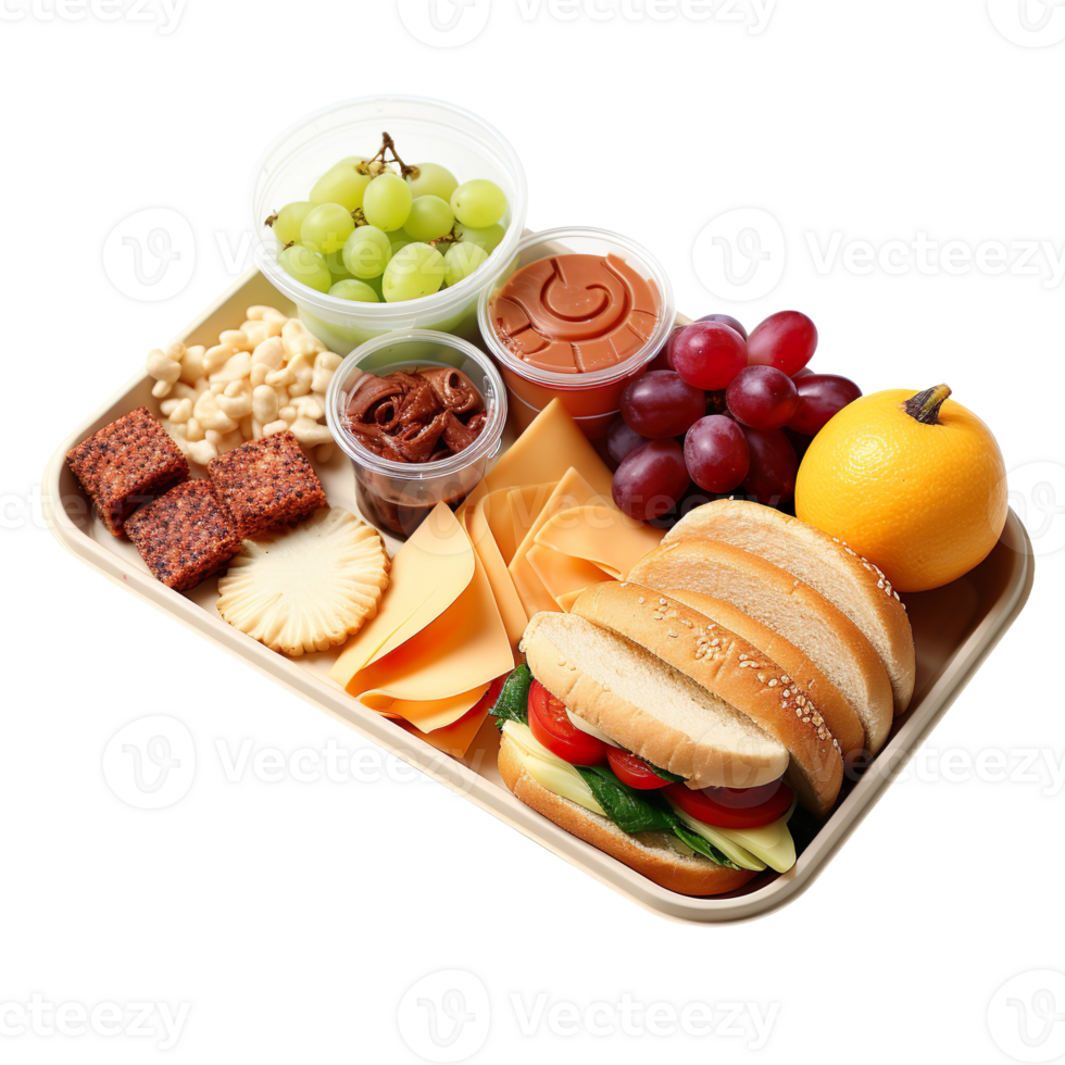 Paper food tray with food isolated on transparent background png