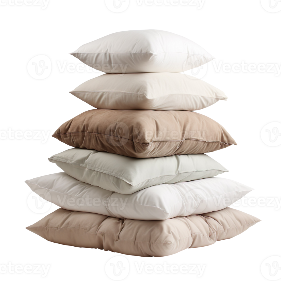 Pile of soft Pillows isolated on transparent background png