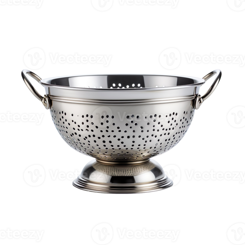 silver colander isolated on transparent background png