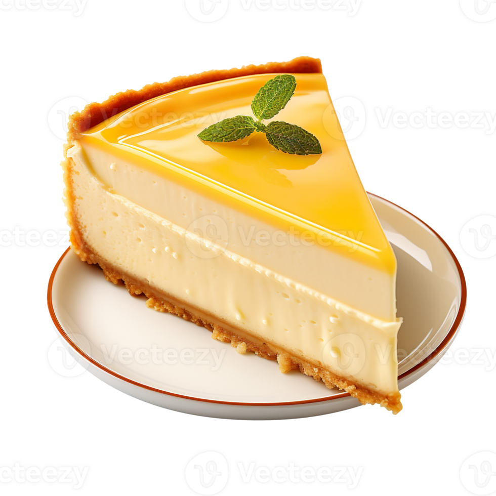 Piece of cheesecake isolated on transparent background png