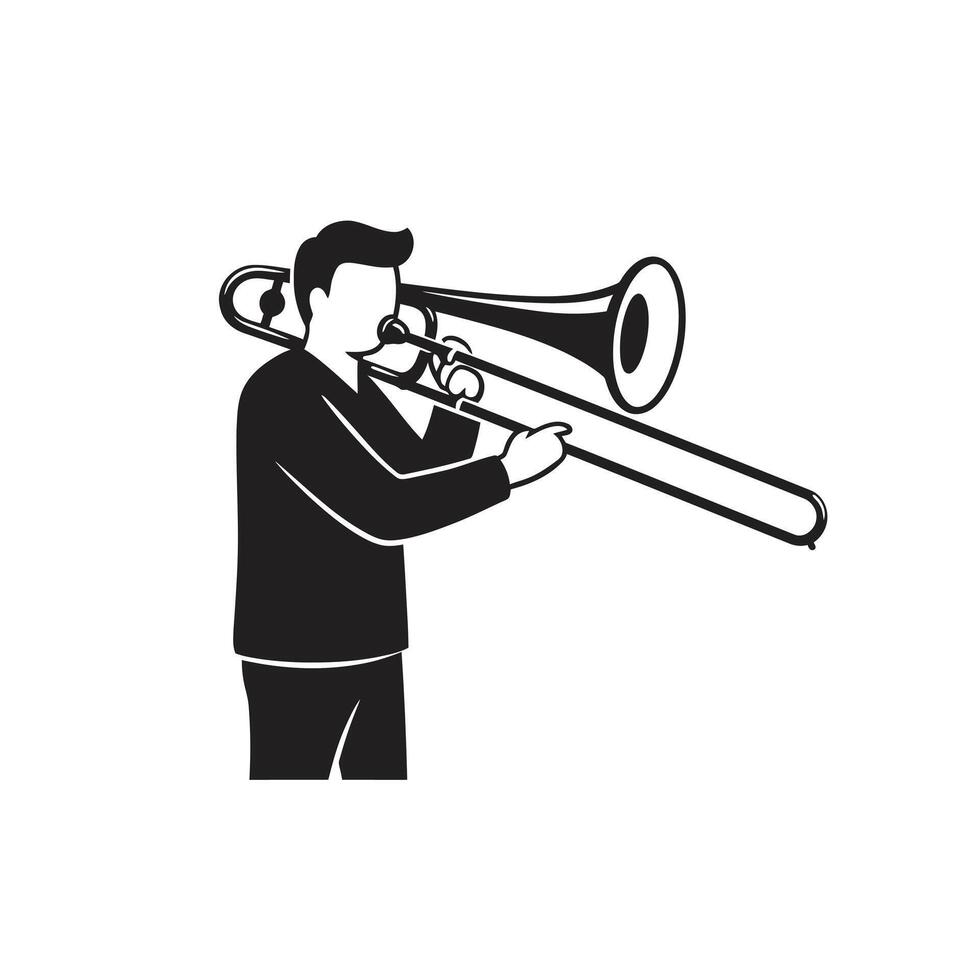 A man playing a trumpet on a white background vector