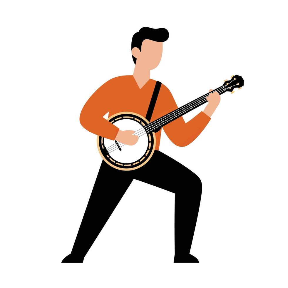 Banjo player playing guitar vector