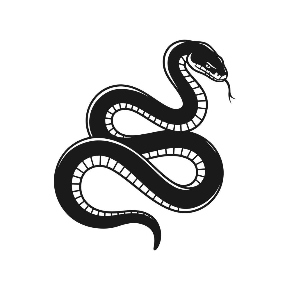 A black and white snake logo vector