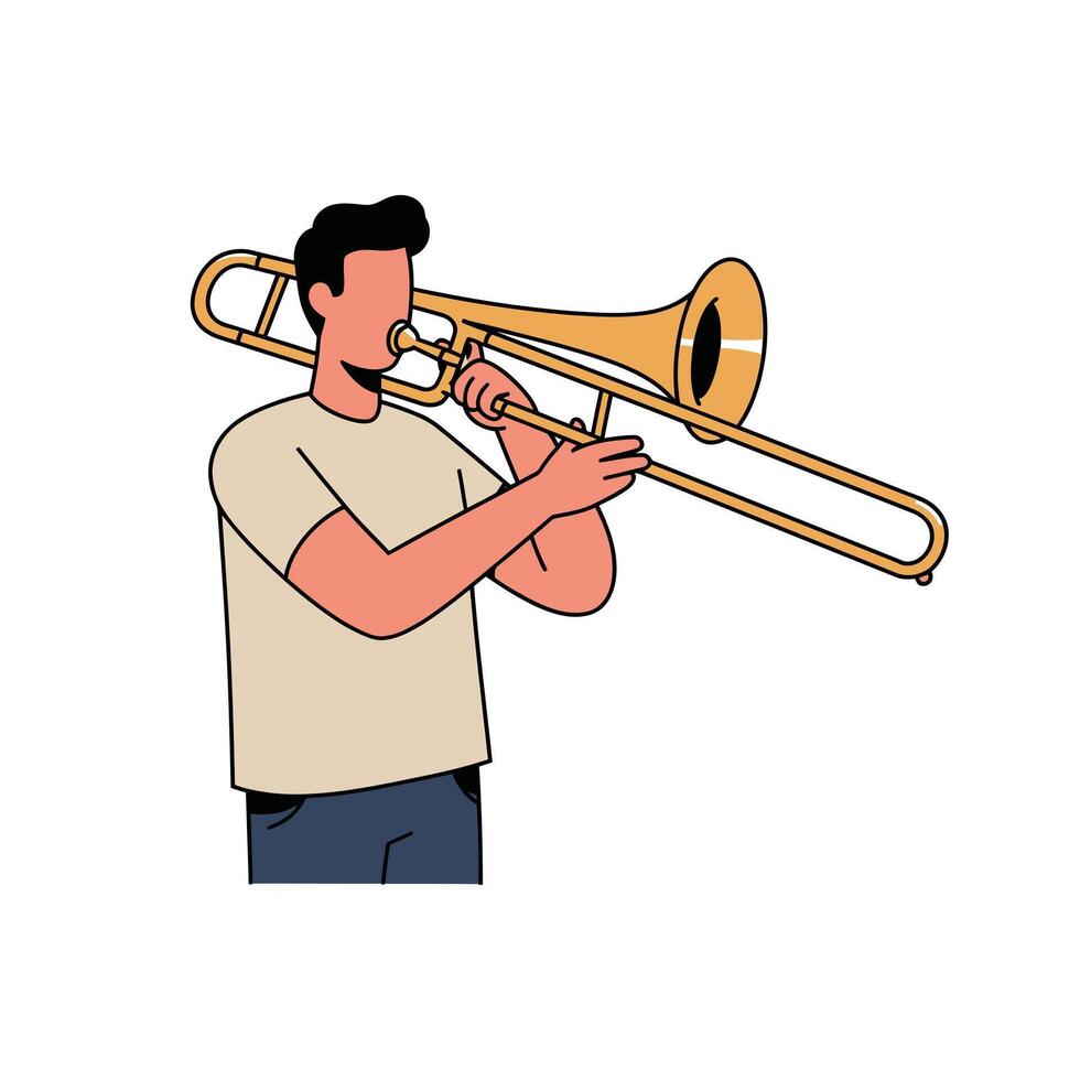 Man playing trombone illustration vector