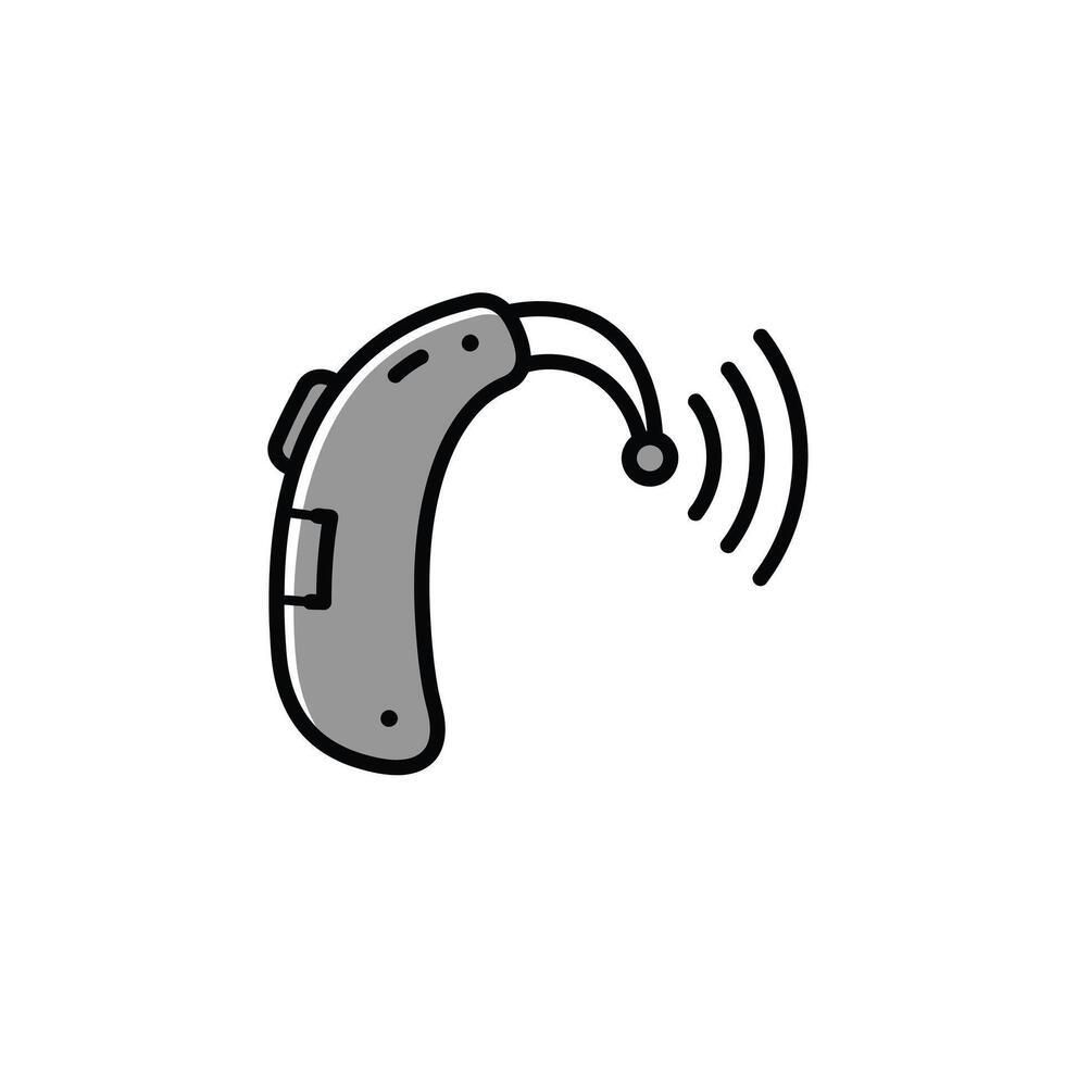 A black and white drawing of a hearing aid vector