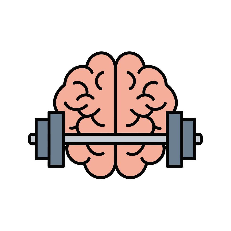 Brain and barbell icon vector