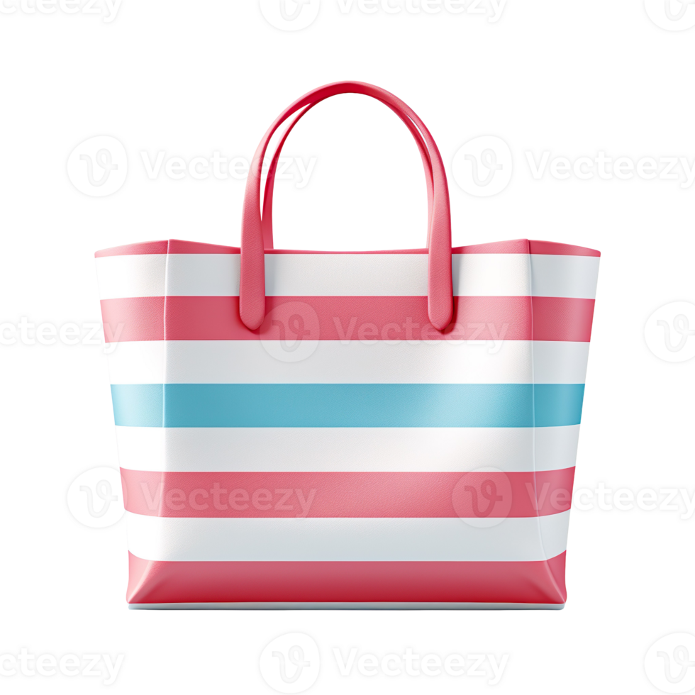 Striped beach bag isolated on transparent background png