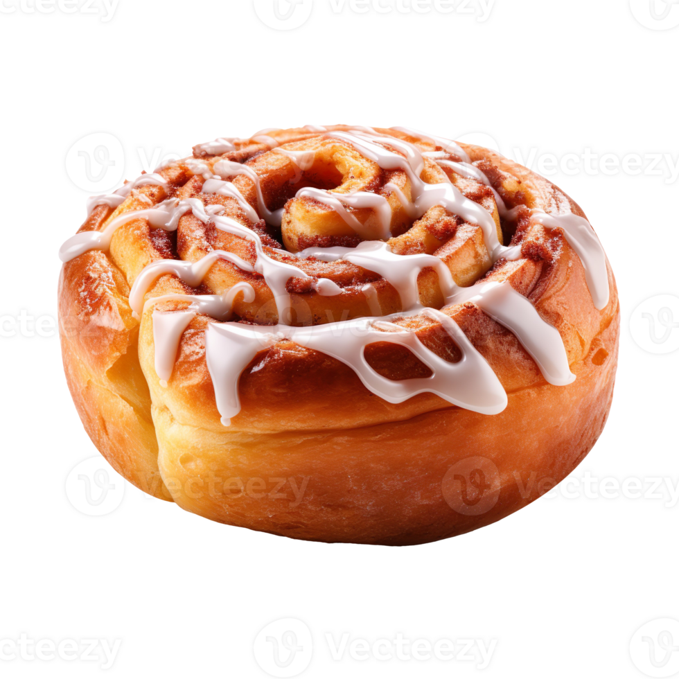 Sweet cinnamon bun roll isolated on transparent background png