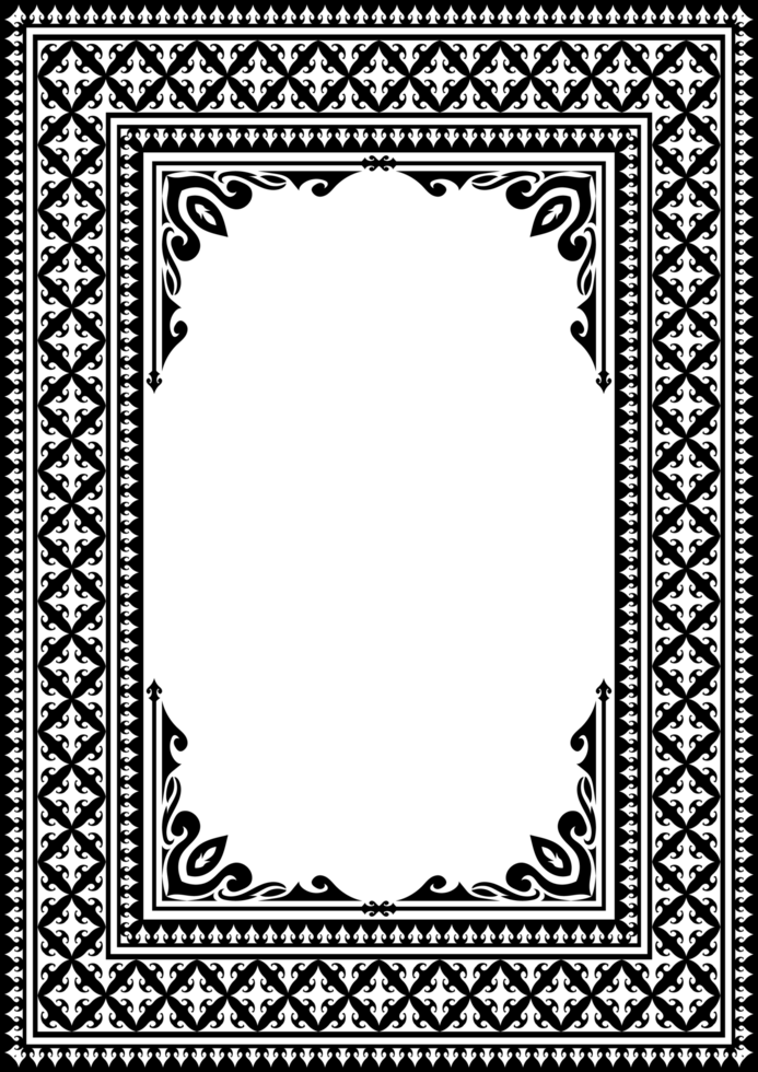 Ornamental Vintage Frame with Abstract Ethnic Patterns and Flourish. png