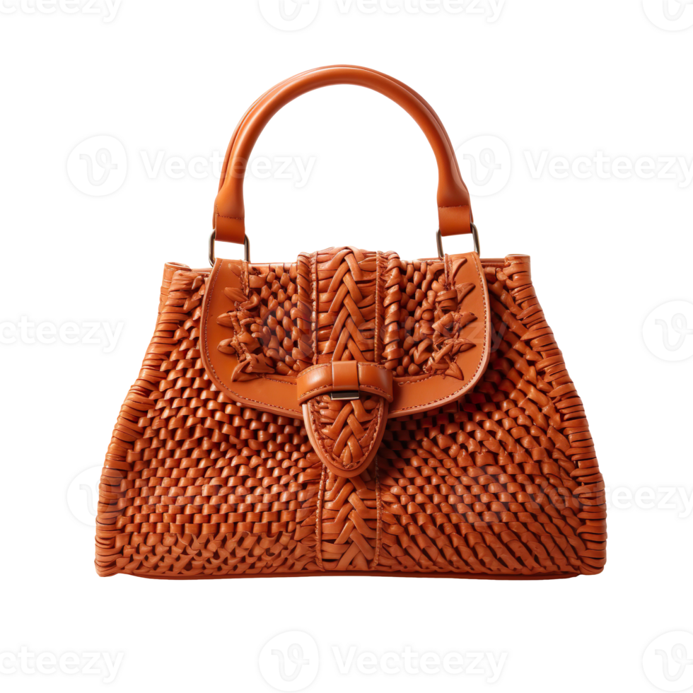 Woven handbag isolated on transparent background png