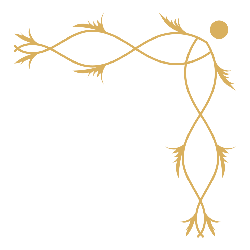 Ornamental Corner Frame in Vintage Style with Abstract Design. png