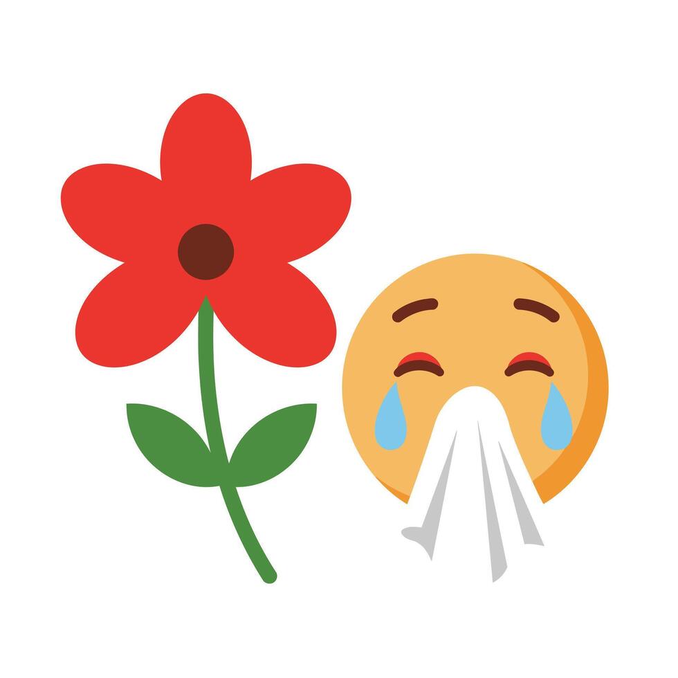 Emoji with flower and crying emoji vector