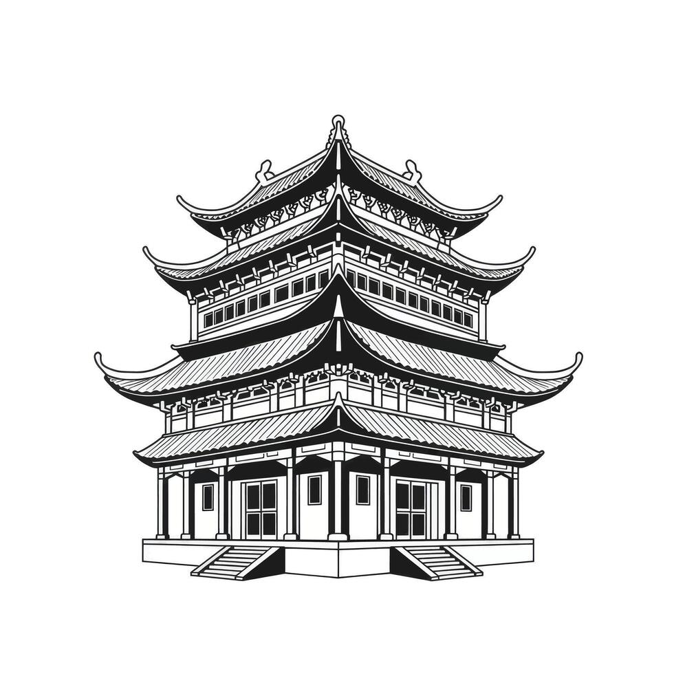 Chinese pagoda, chinese architecture, chinese architecture, chinese architecture, chinese vector