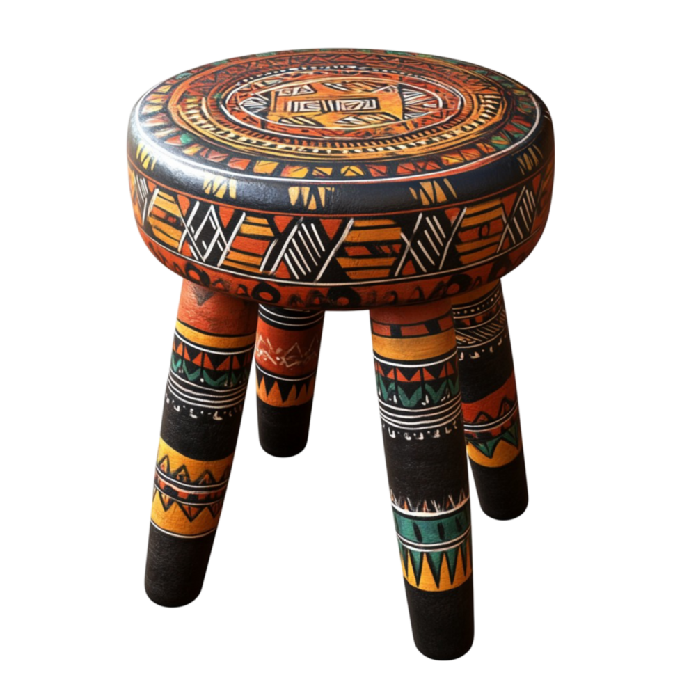 a stool with a colorful design on it png