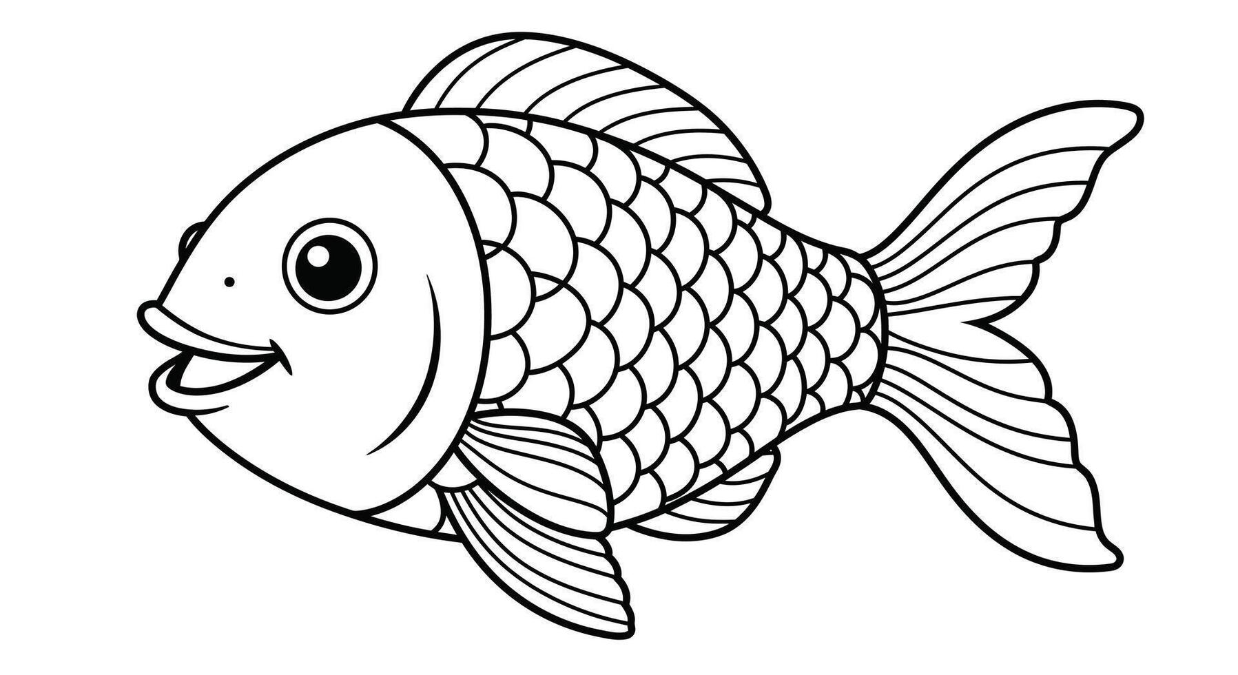A smiling Fish coloring pages for kids vector