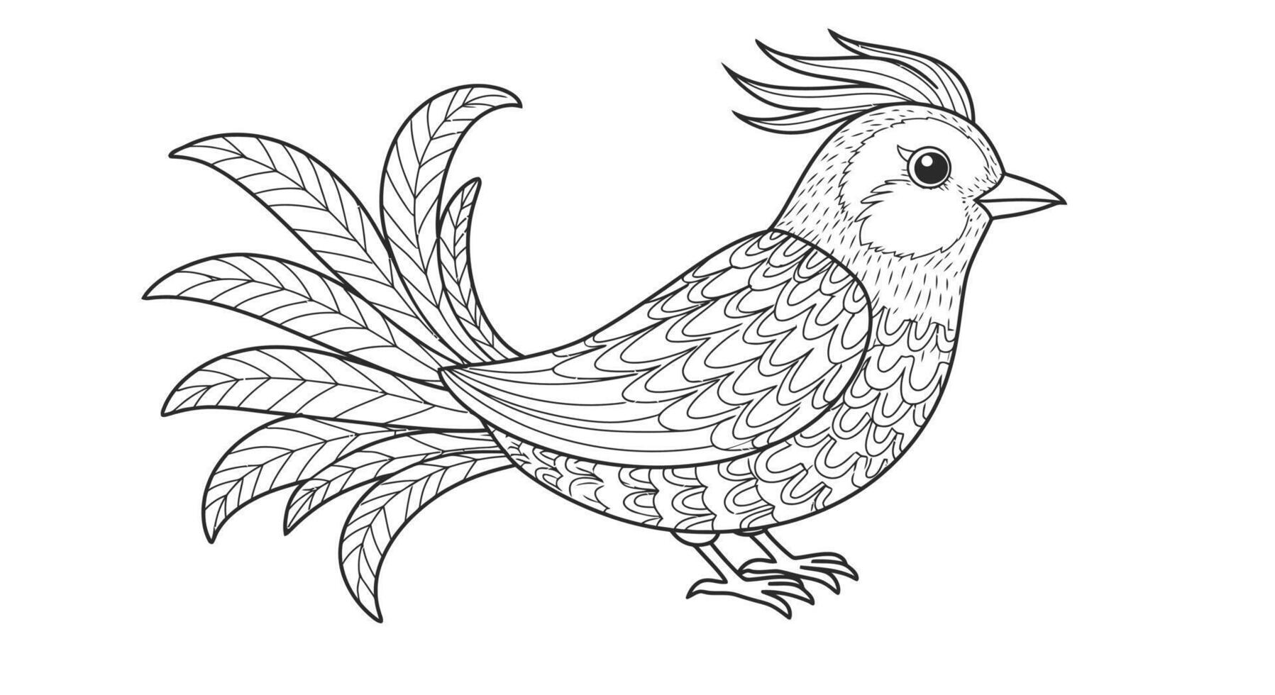 A coloring page with a bird in a pattern vector