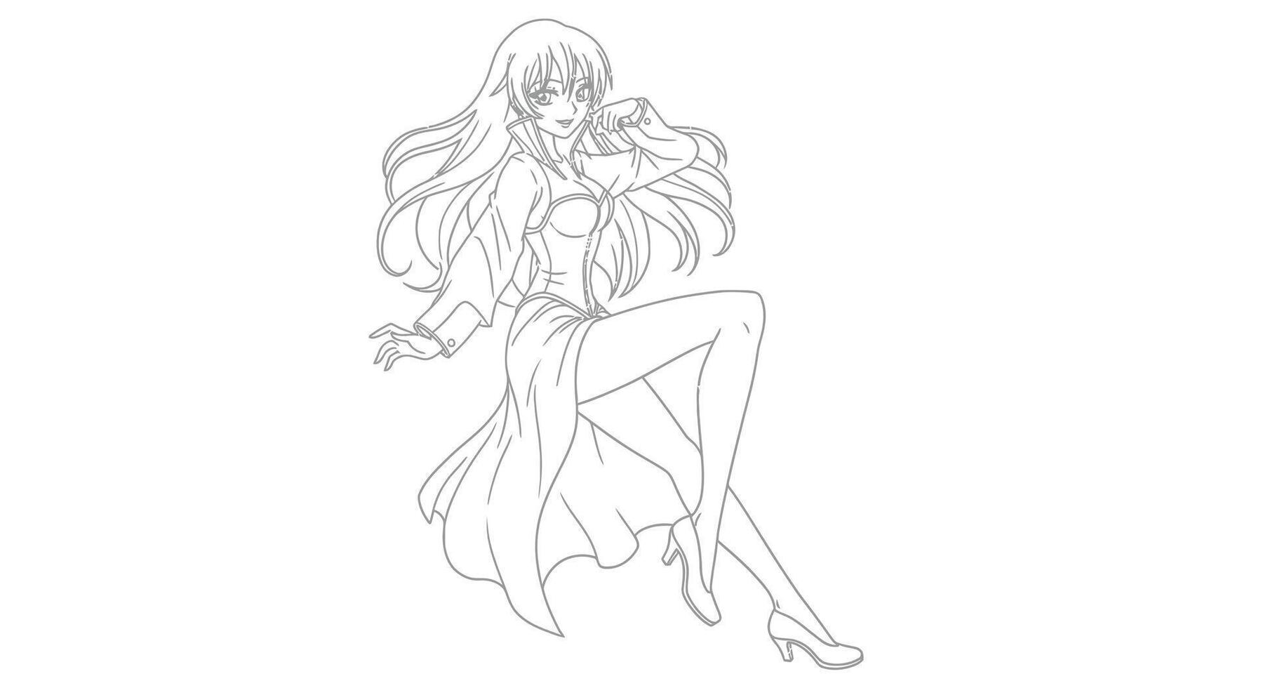 A drawing of a woman in a dress vector