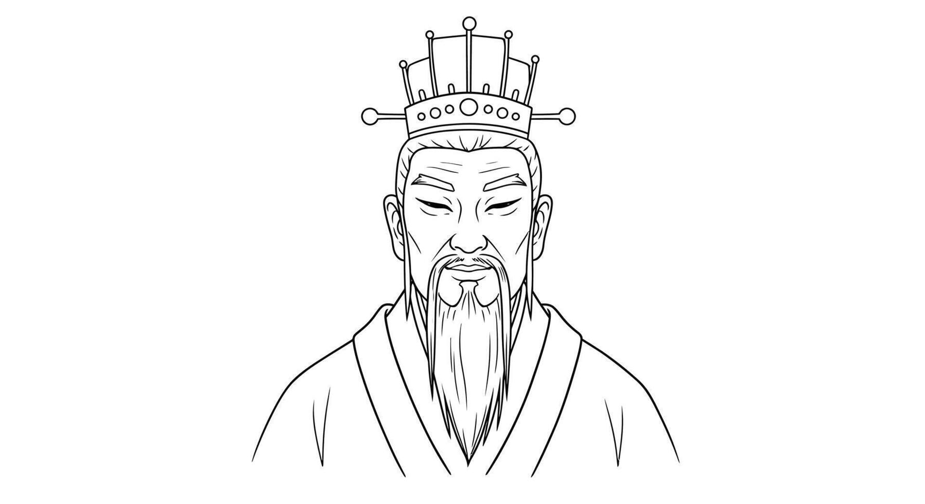 A drawing of a chinese man wearing a crown vector