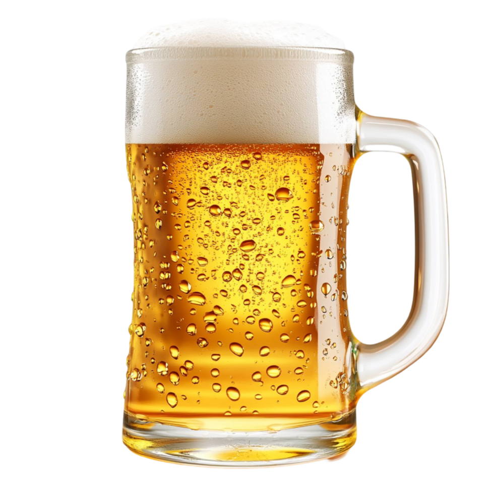 beer mug with bubbles on transparent background png
