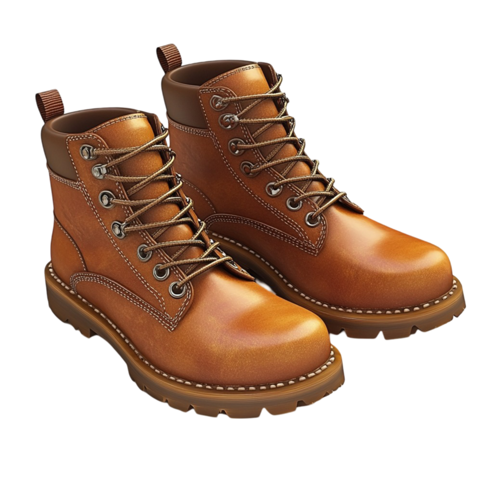 brown leather boots on a transparent background png