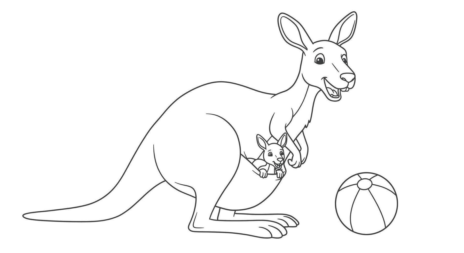 A kangaroo and baby are coloring pages vector