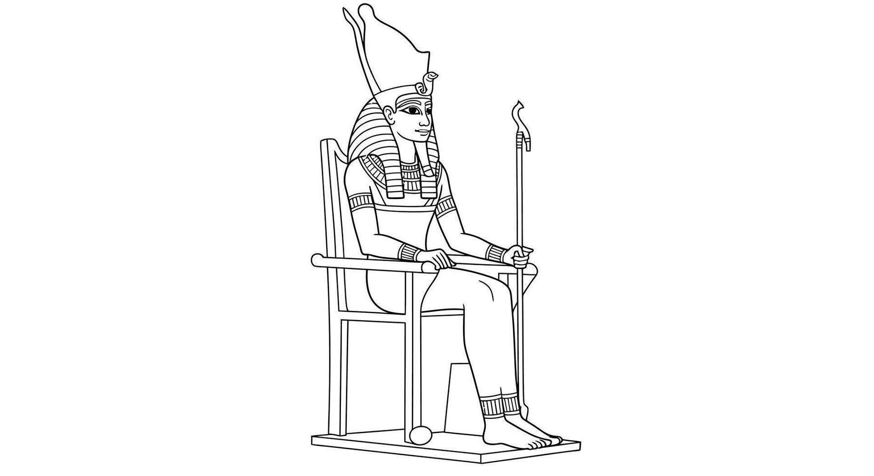 An egyptian pharaoh sitting on a throne vector