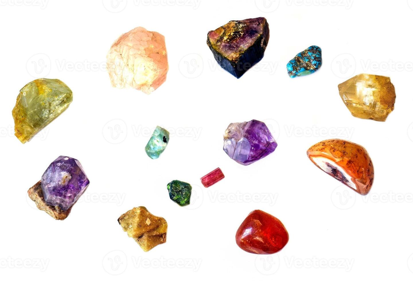 Collection of different colorful minerals found in Russia photo