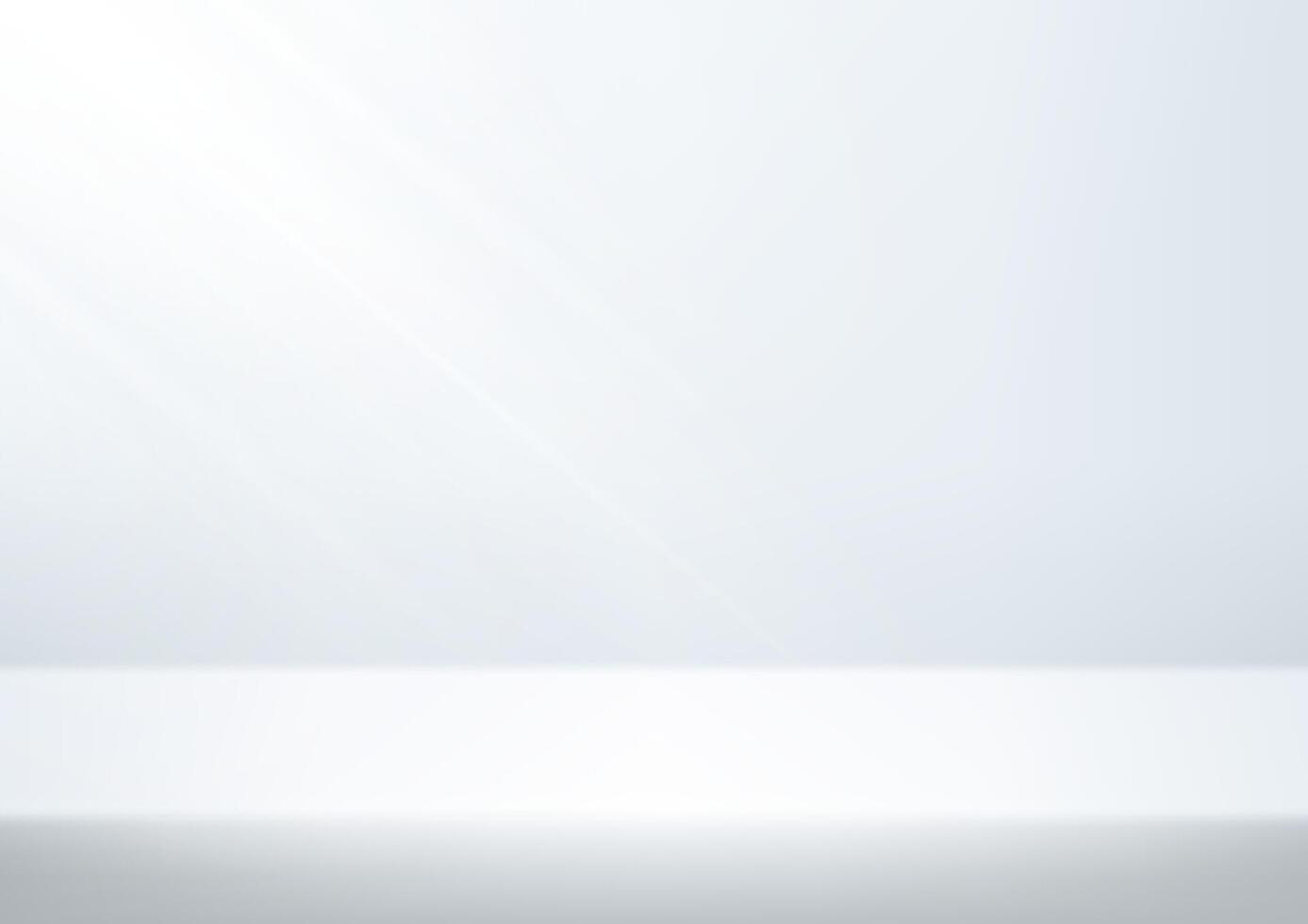 Empty white and gray studio background. Empty Room Studio with table. Space for selling products, backdrop, wallpaper, background, text. Gradient table. illustration. vector