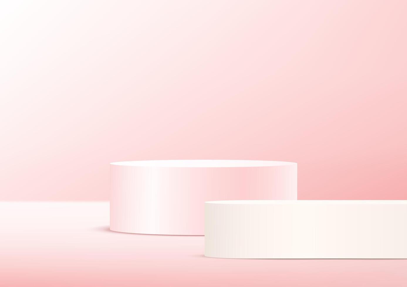 Pink background 3d with white podium Space for selling products on the website. Display of cosmetic products. Product display background. illustration. vector