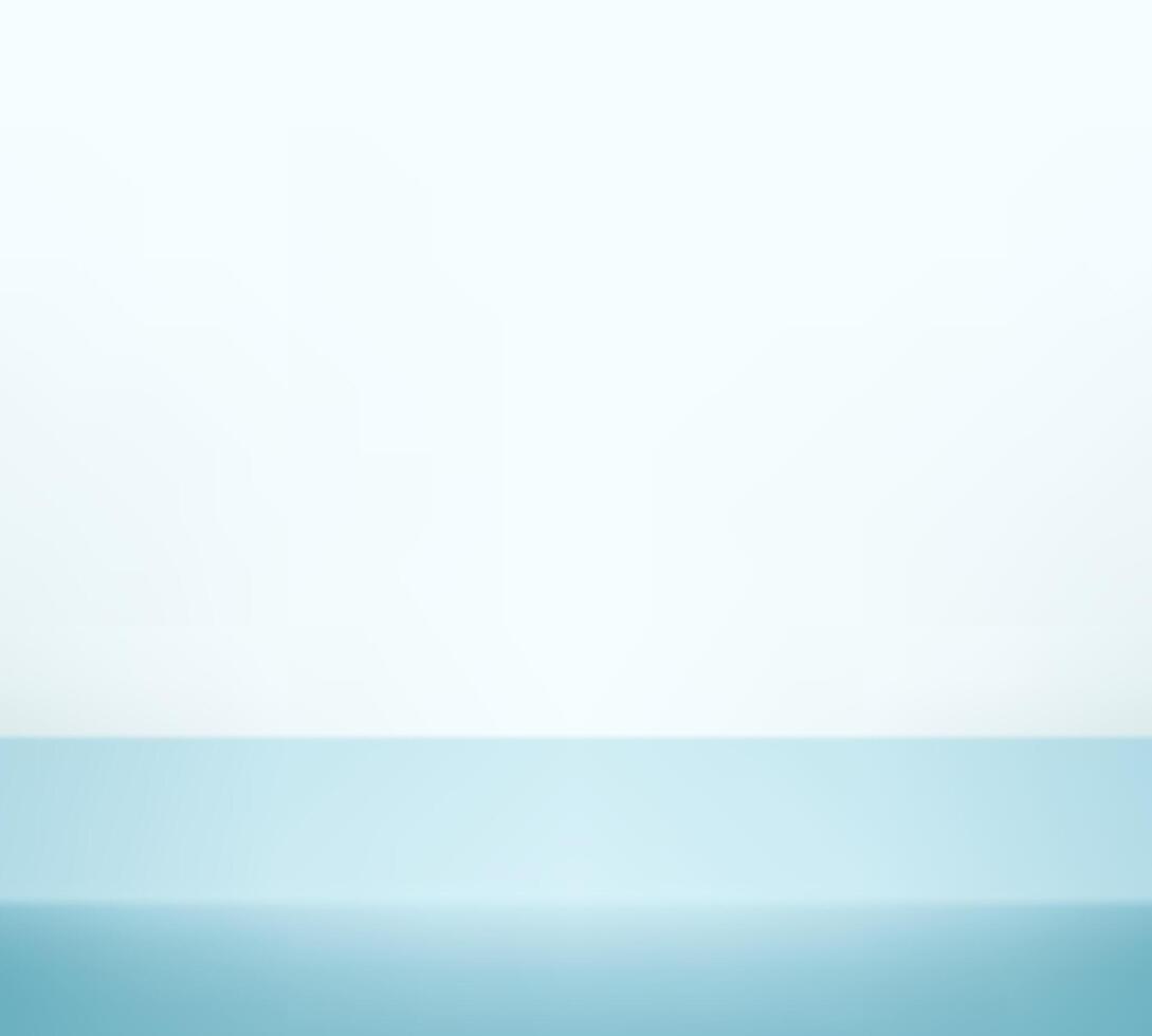 Empty white and blue studio background. Empty Room Studio with table. Space for selling products, backdrop, wallpaper, background, text. Gradient table. illustration. vector