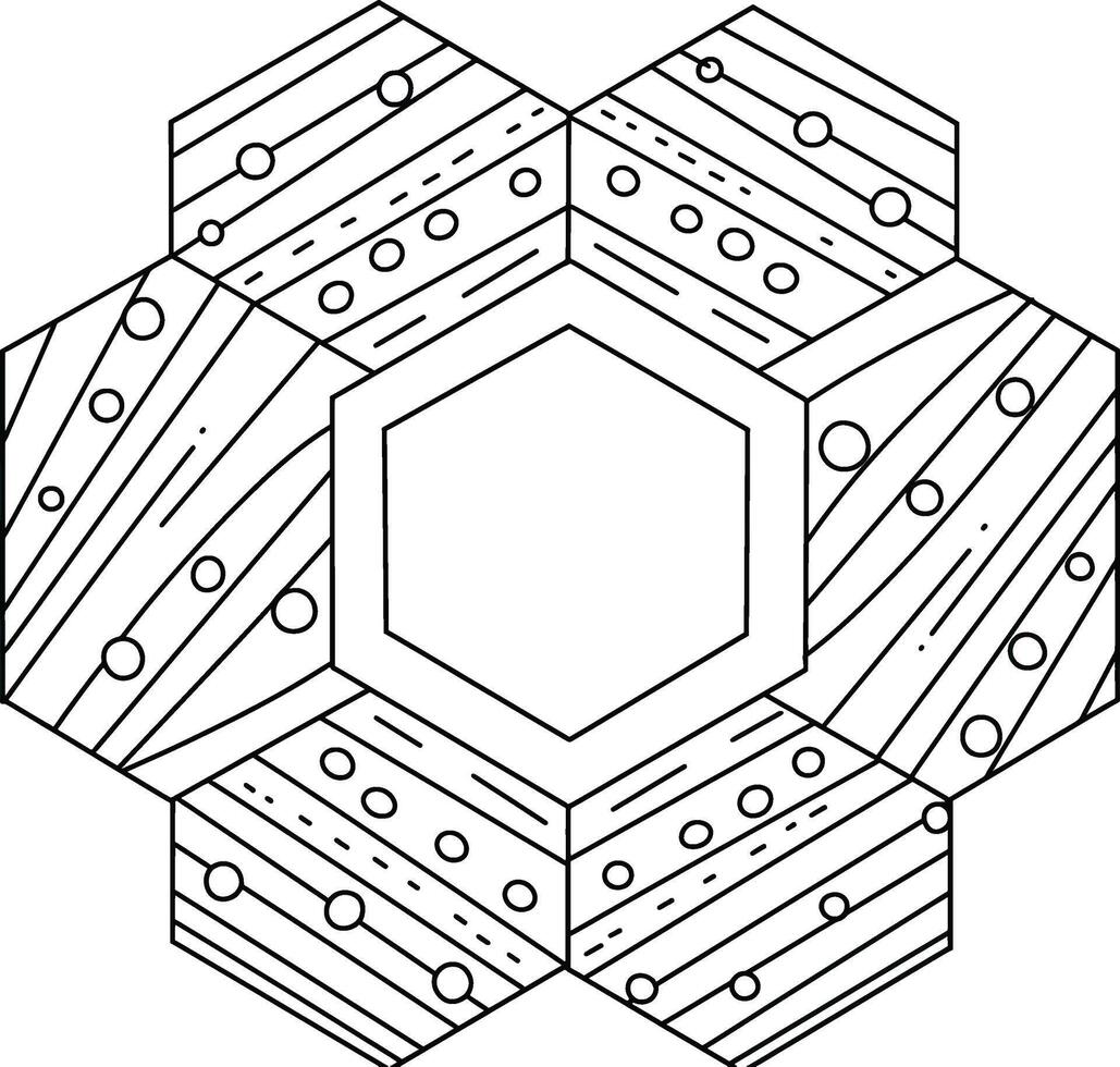 A coloring page with a hexagon design vector