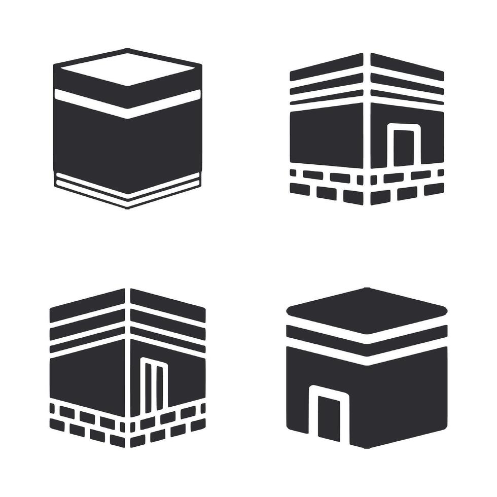 Four different buildings with a black outline vector