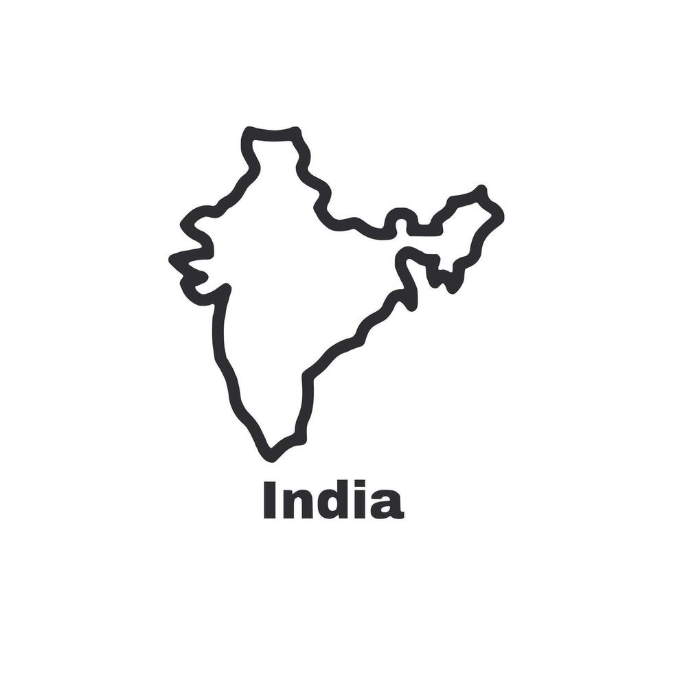 A black and white drawing of the map of India vector