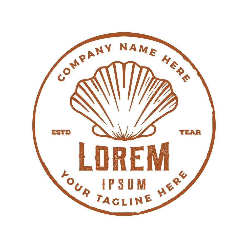 Vintage Retro Oyster Shell Scallop Clam for Seafood Restaurant or Product Label Design vector