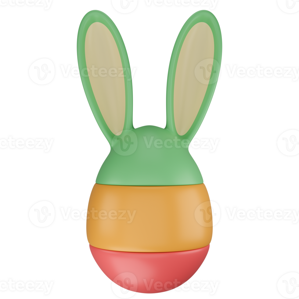 Stylized colorful Easter egg with bunny ears on transparent background png