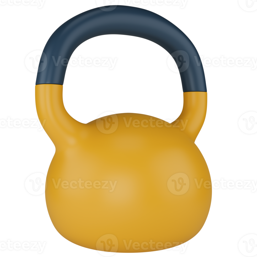 Stylized yellow kettlebell, isolated on transparent background png