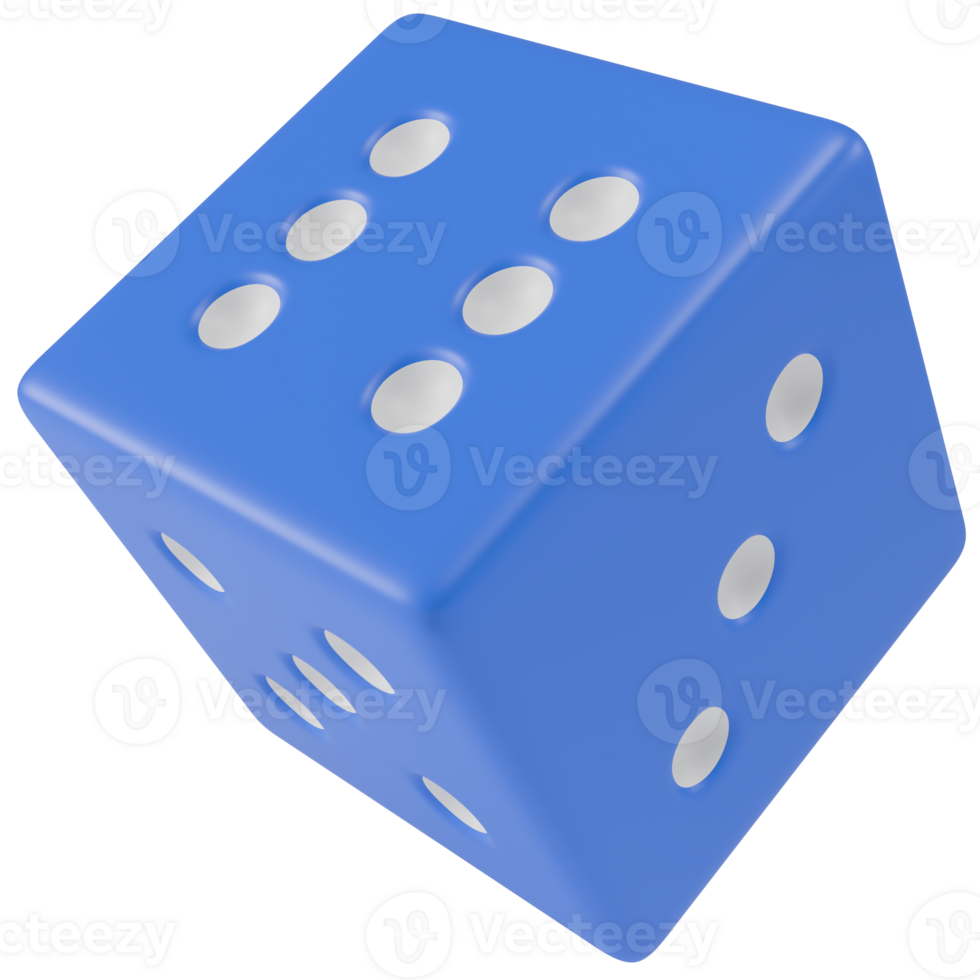 Stylized blue dice. Isolated on transparent background png