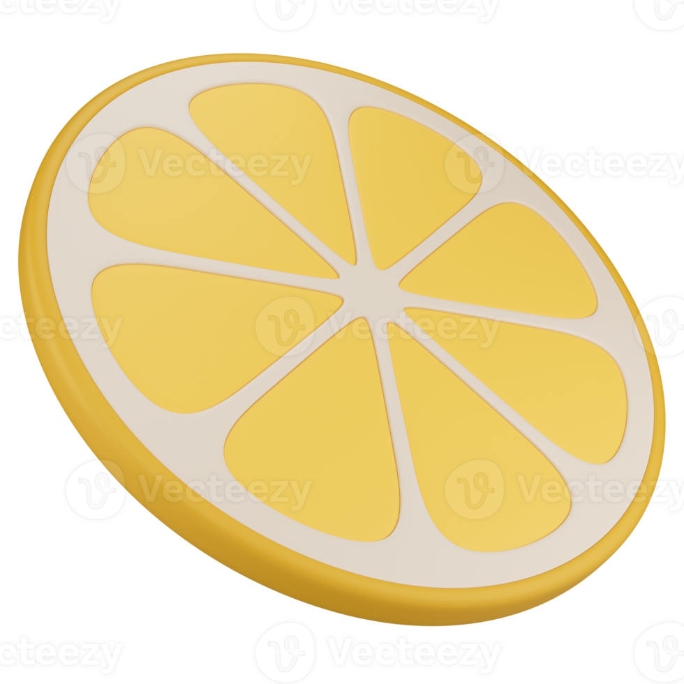 Stylized lemon slice. Isolated on transparent background png