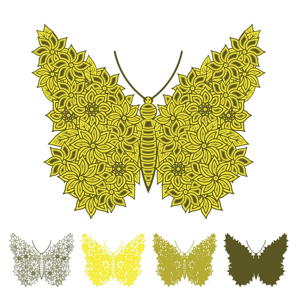 multi layered butterfly laser cut design for t-shirt and mug vector