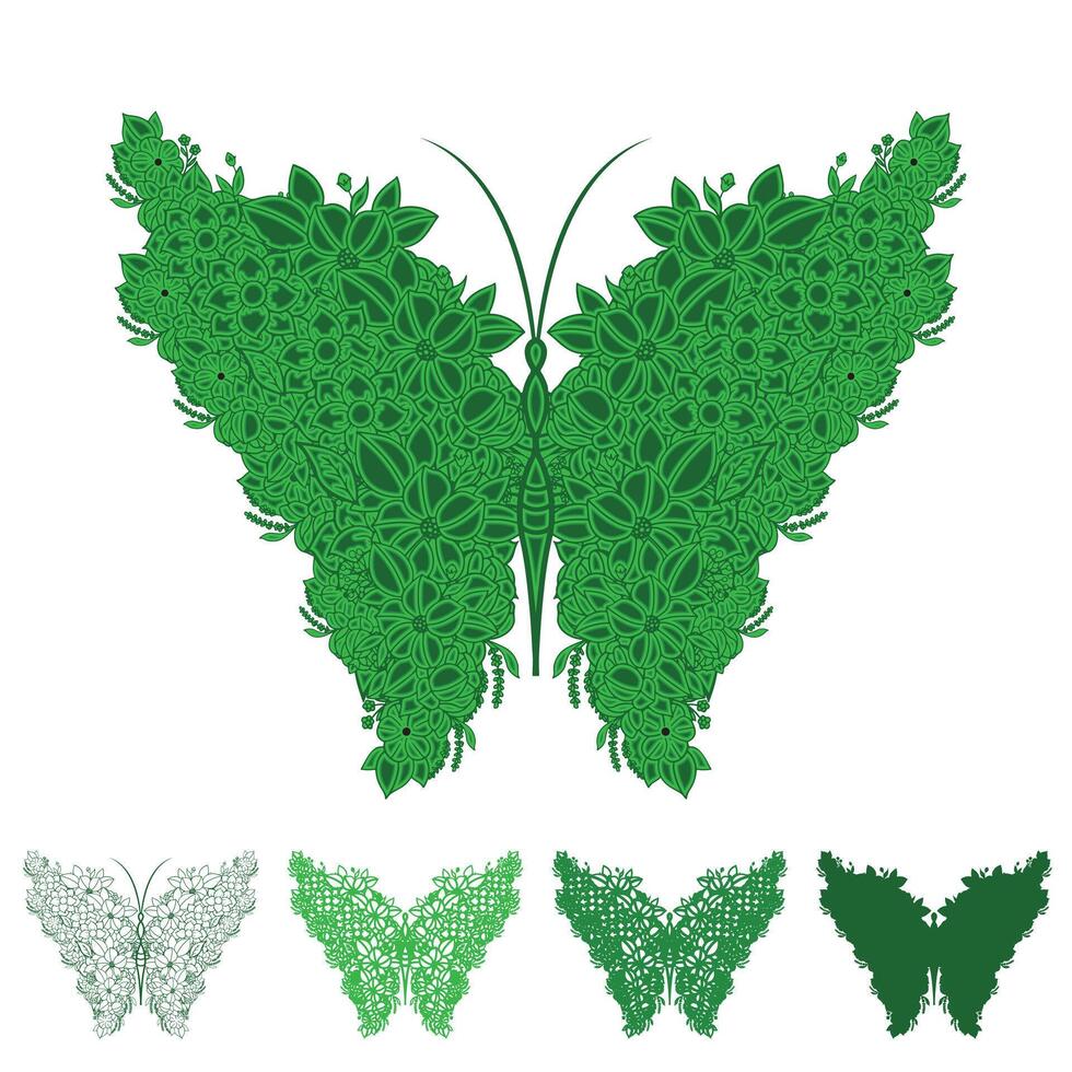 butterfly floral style with multi layered laser cut design vector