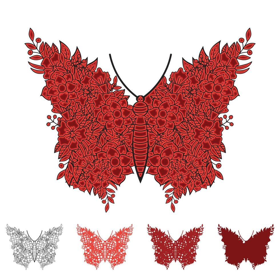 3d butterfly laser cut elements design. vector