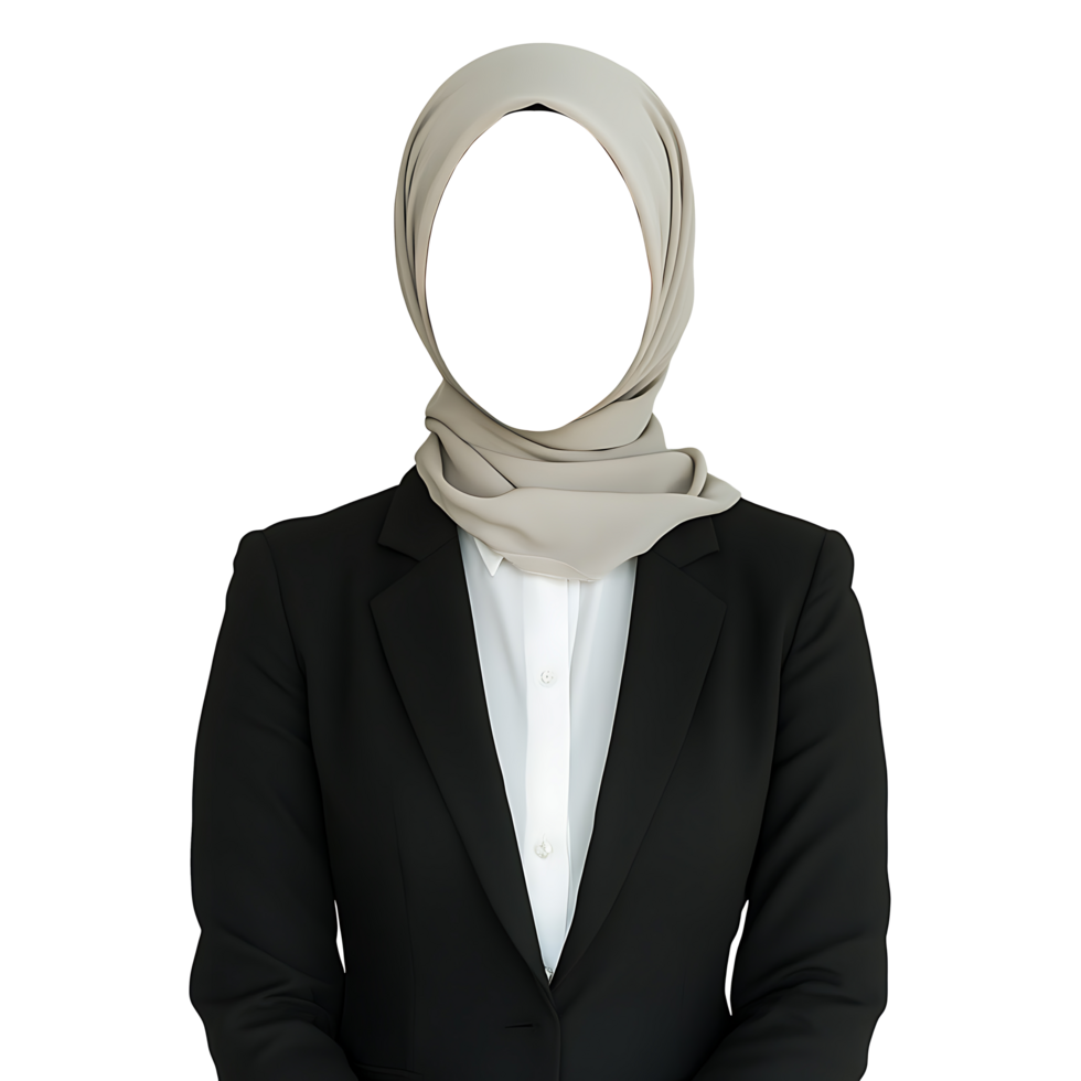 Hijab Business Woman with formal Attire Mockup with Transparent Background png