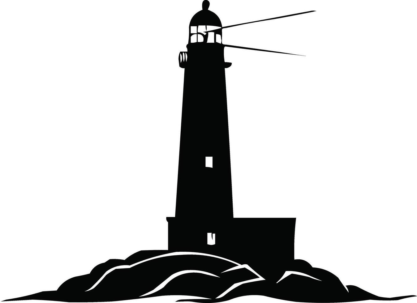 A lighthouse line art silhouette on white background vector