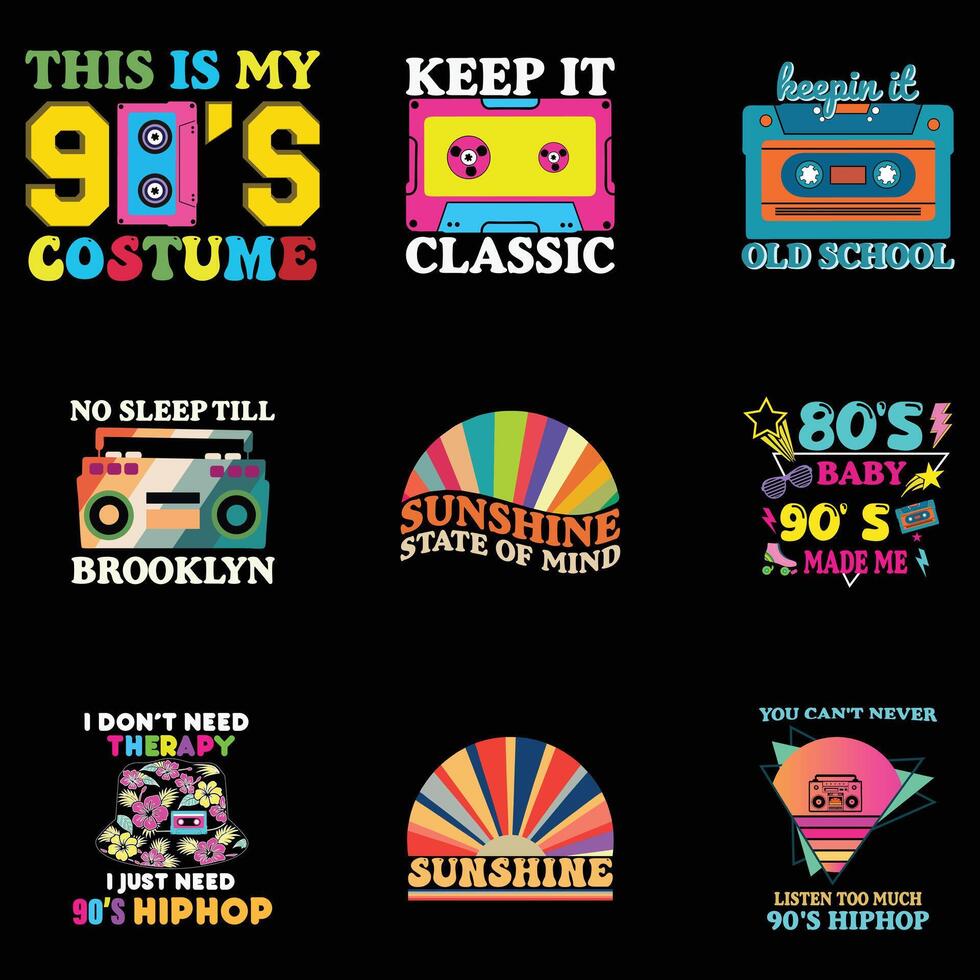 Retro 80s T-shirt Design with Fun Old Things Quote Clipart vector