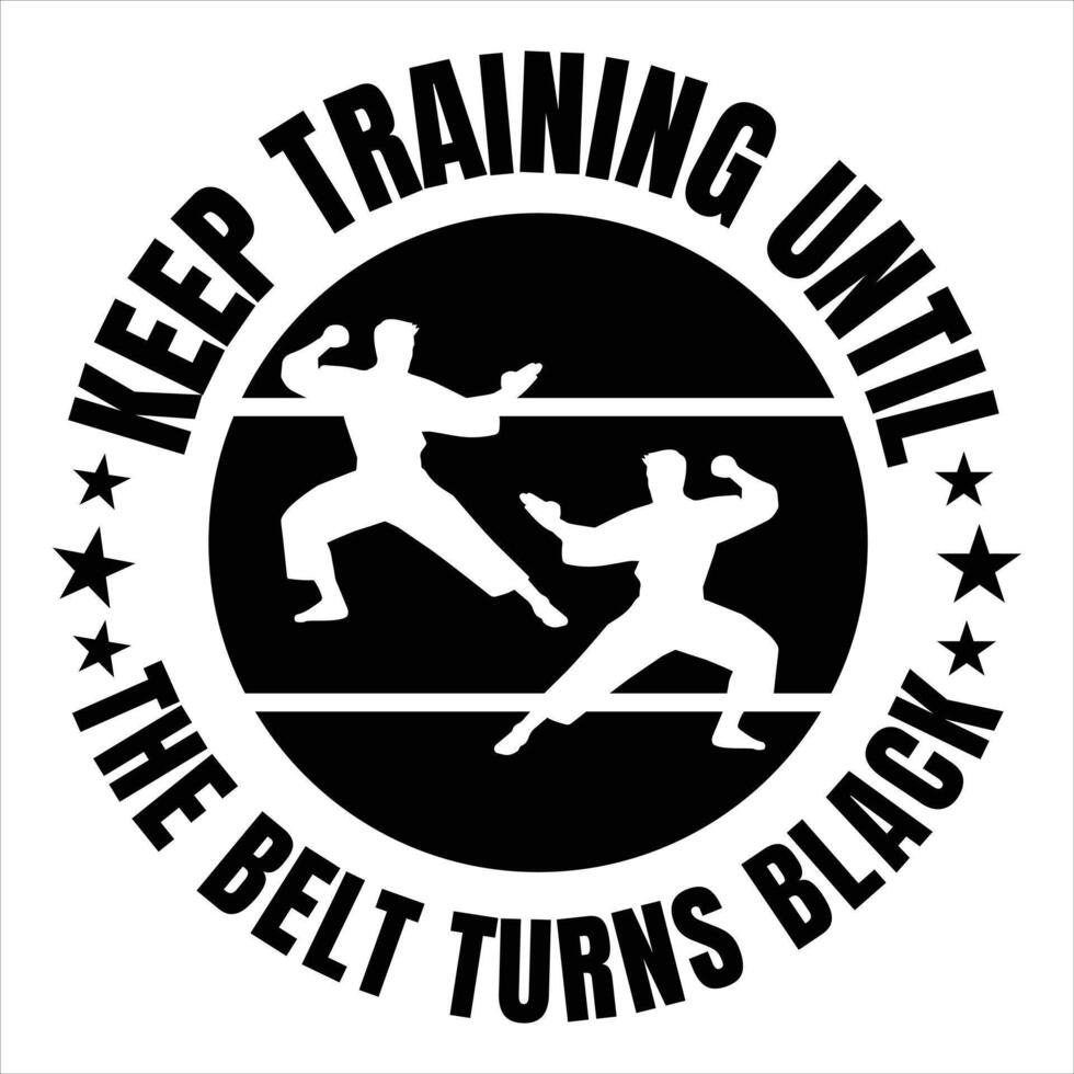 Taekwondo Quotes and Karate Fighter Artwork on T-shirt Design vector