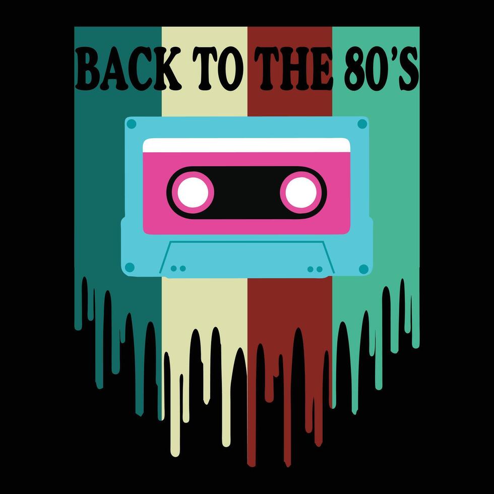 Vintage 80s T-shirt Design Illustration for Nostalgic Style vector